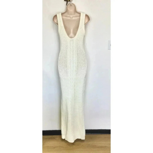 NWT Melrose with Love Womens Ivory Knit Scoop Neck Sleeveless Maxi Dress Large - Picture 3 of 13